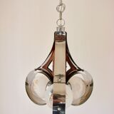 Mazzega Murano pendant lamp, Italy, 1970s – chrome and art glass