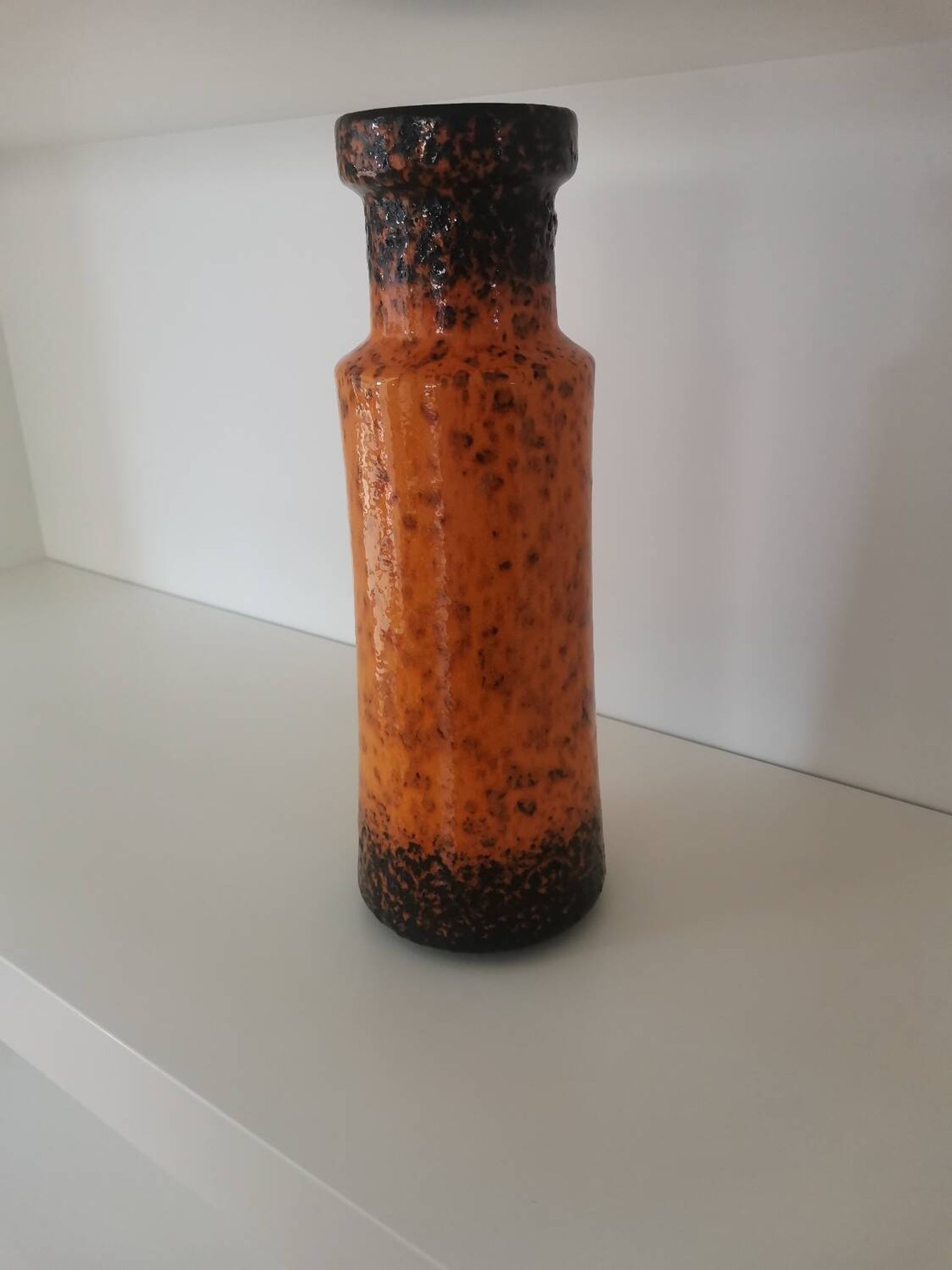 Vase vintage Scheurich 242-30 en lave grasse ouest-allemande, 30 cm, orange et