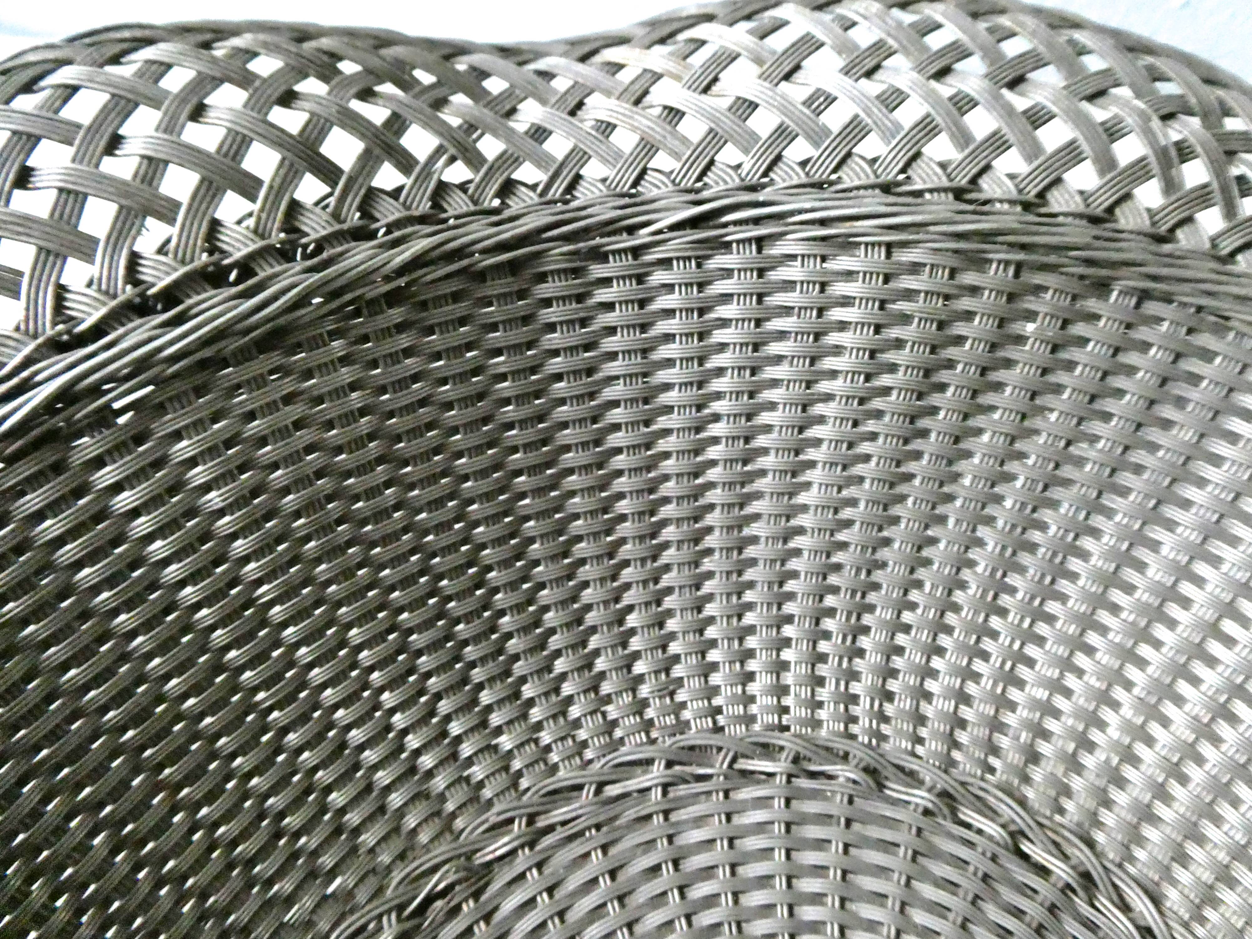 Trash braided silver metal, vintage