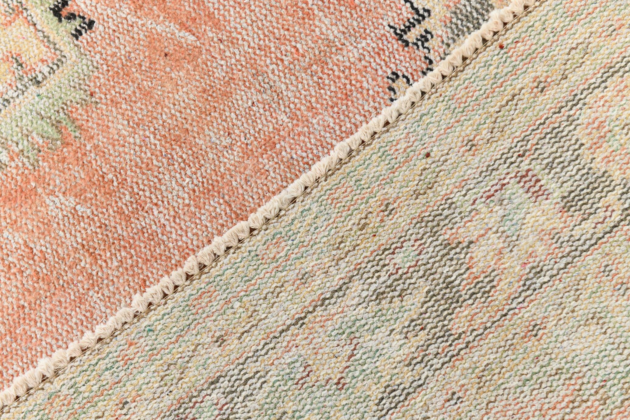 Vintage Salmon & Beige Classic Turkish Rug, 185x291Cm