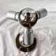 Large vintage floor lamp base in chrome metal and brushed aluminum