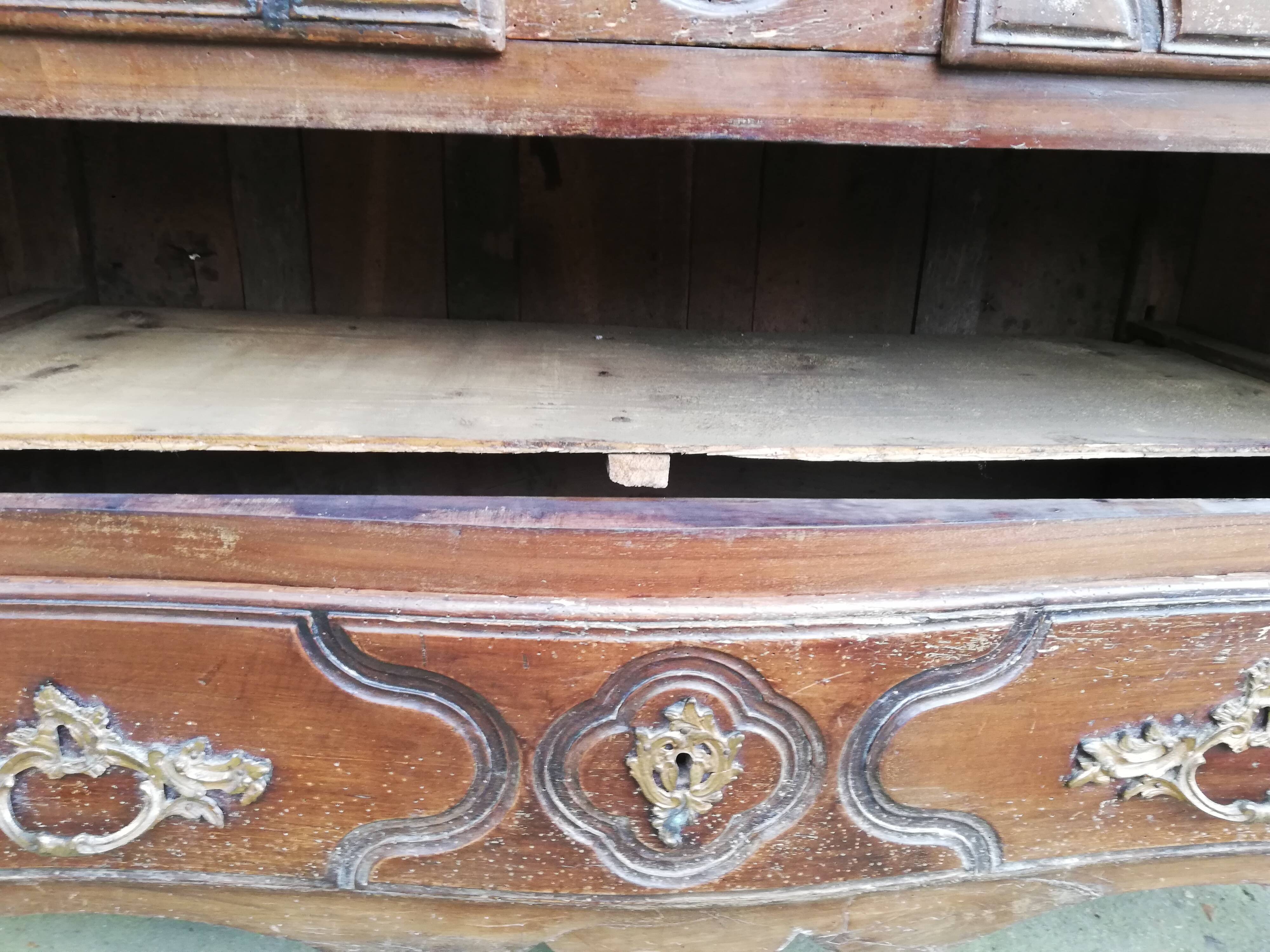 Louis XVI style curved chest of drawers, wooden structure and marble top