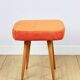 Orange square stool Vintage PRL 1970s