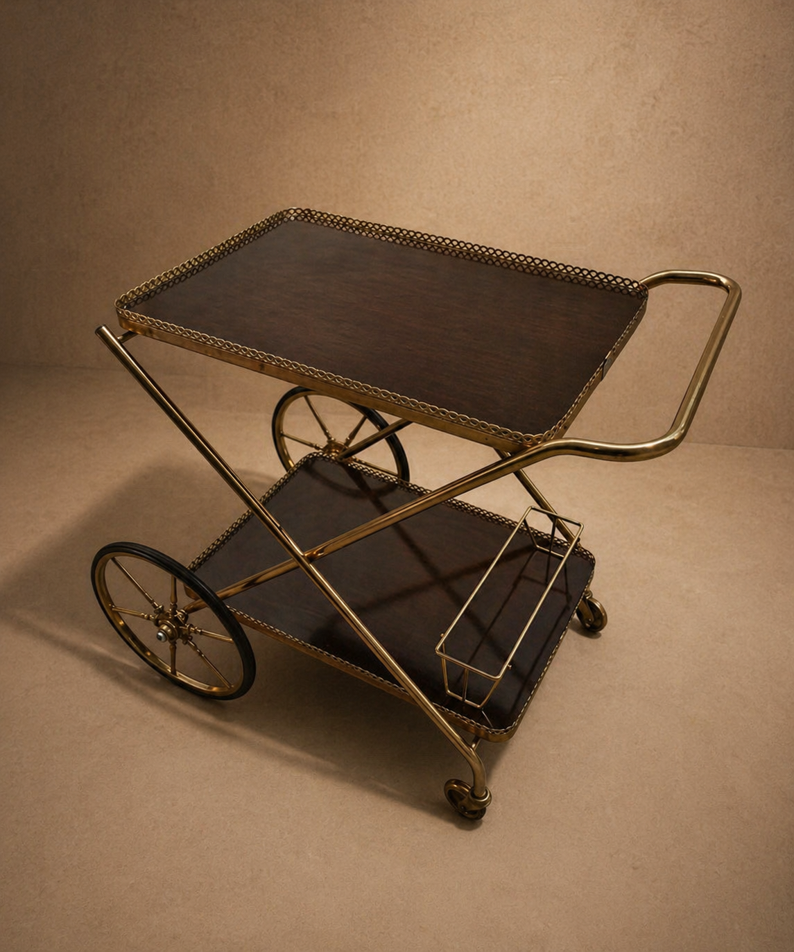 Brass dessert table with rosewood effect 1970