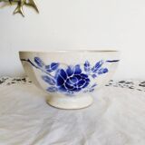 Large old blue bowl in vintage earthenware, 1940s