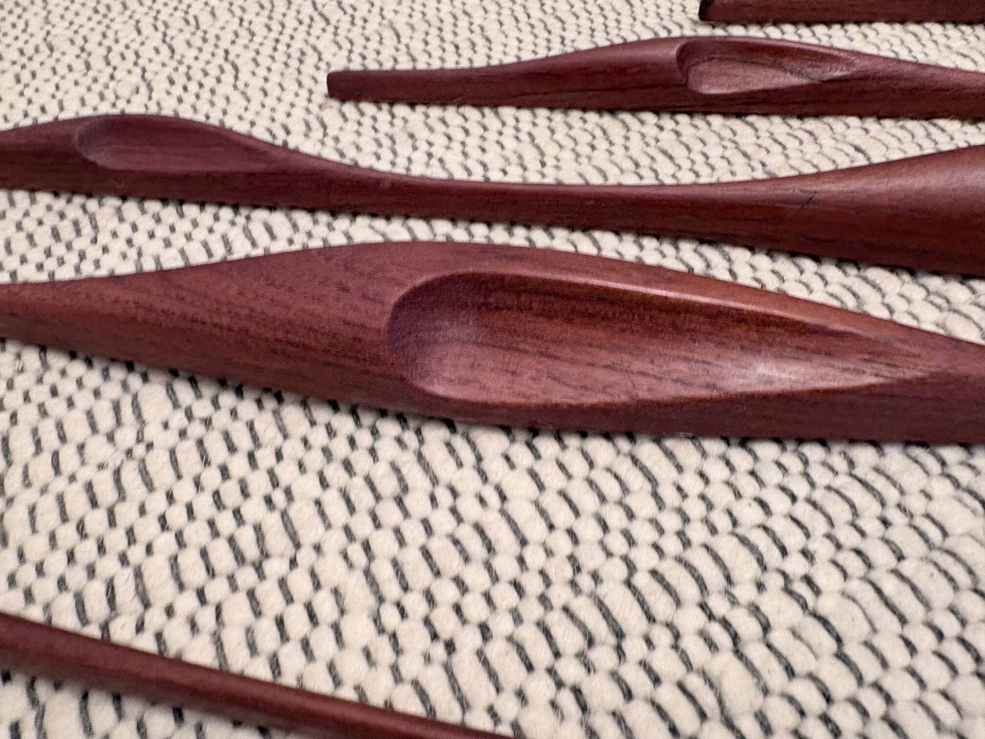 Set of five teak bird wall art, Denmark, 1960s