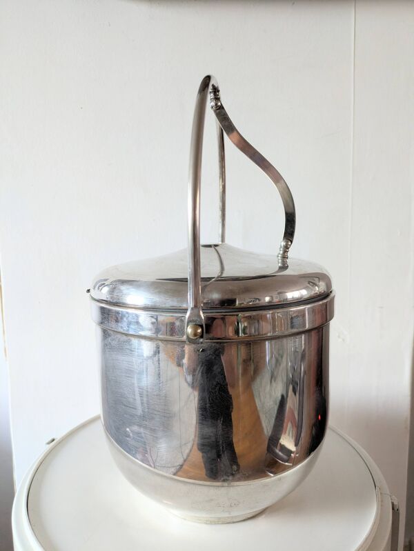 Seau à glace Sheffield Silver en métal argenté avec couvercle à charnière