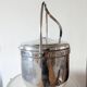 Sheffield Silver Ice Bucket in silver metal with hinged lid