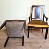 Pair of Louis XVI style mahogany office armchairs