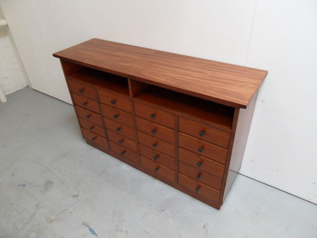 Vintage Dutch mahogany shop display cabinet