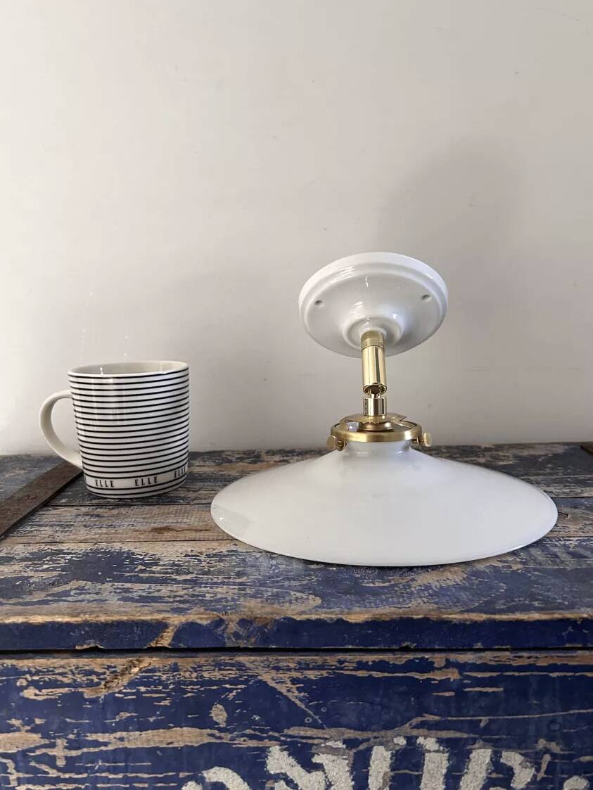 Vintage white opaline wall light