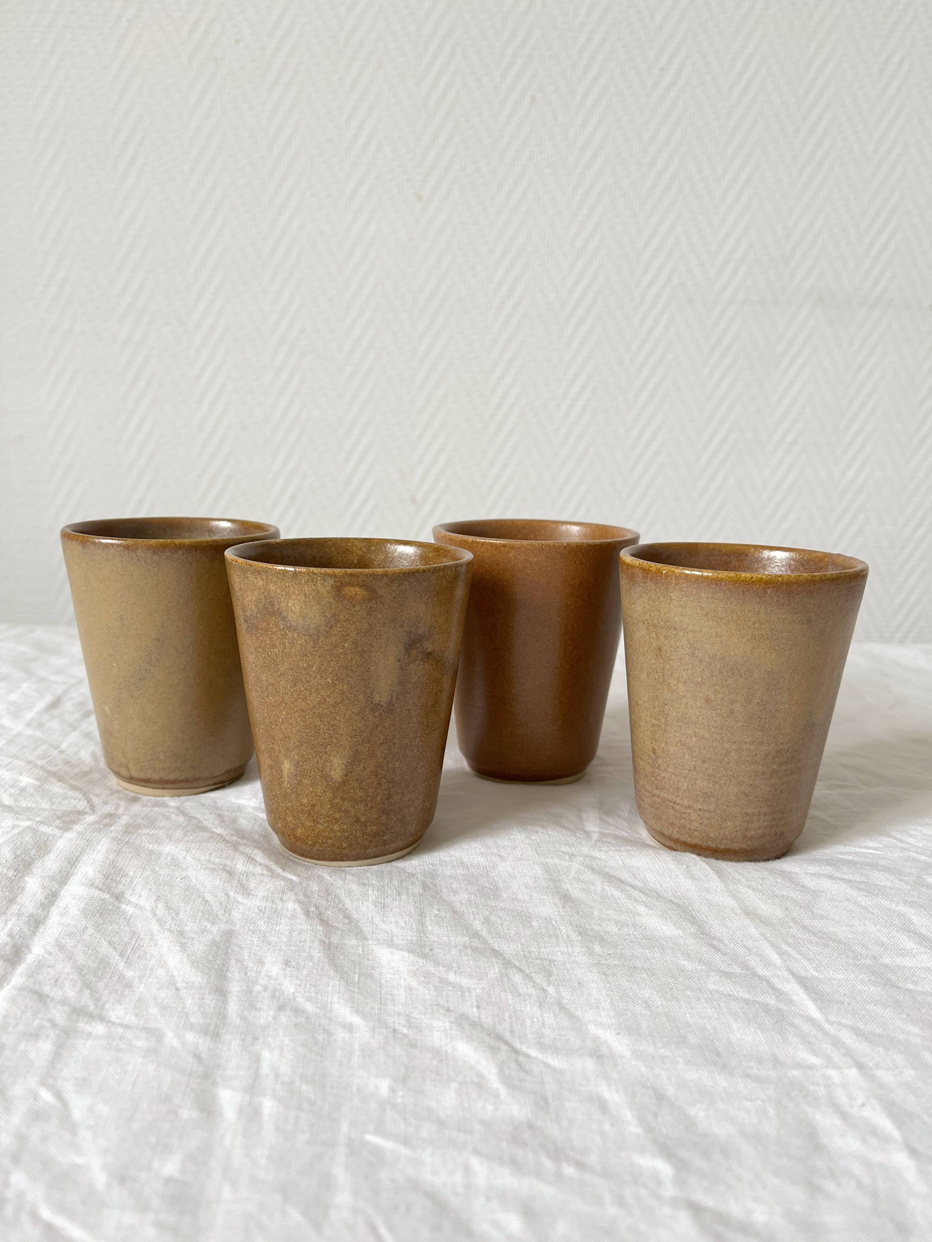 4 gobelets en grès Digoin vintage