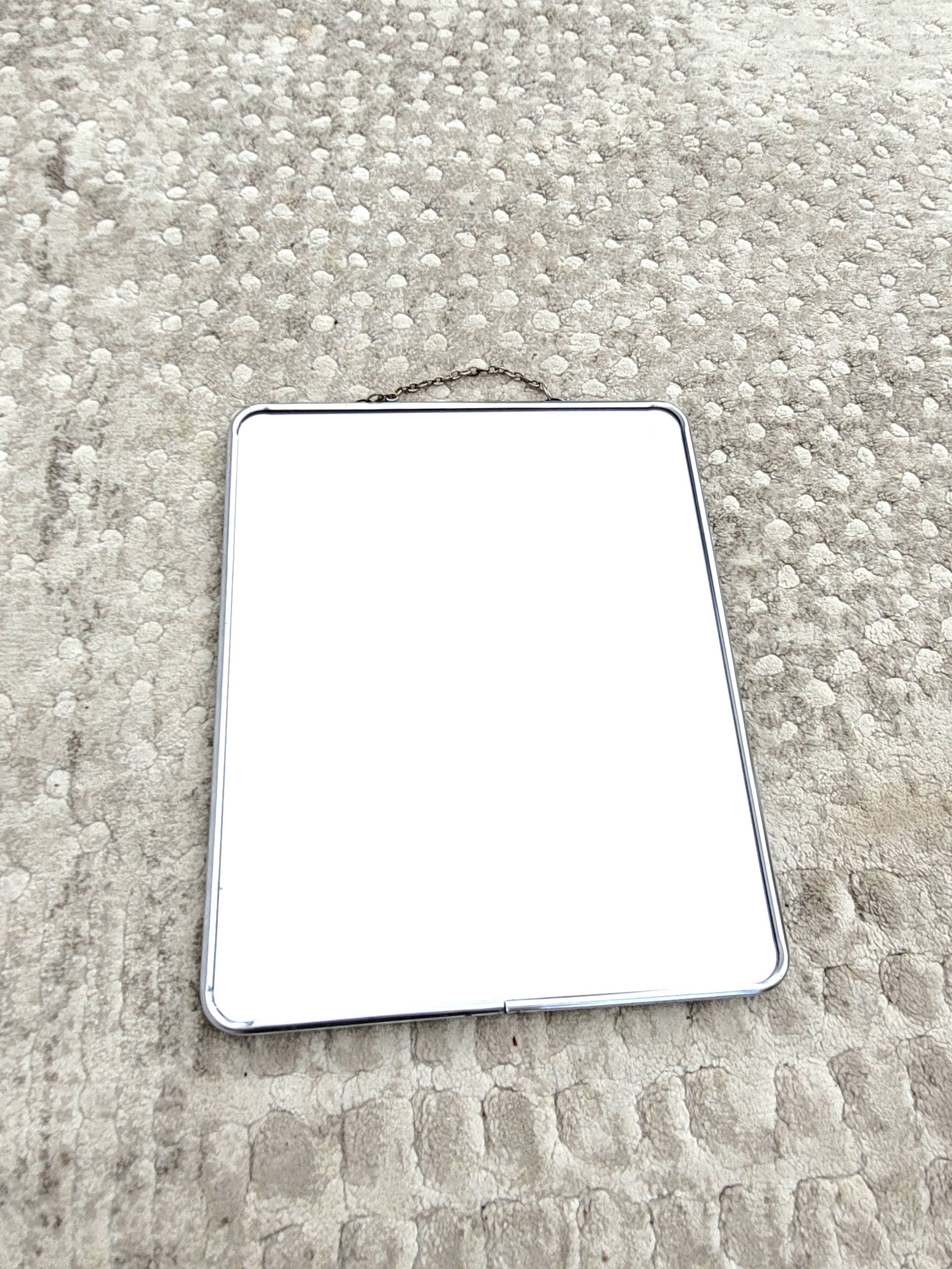 Large vintage barber mirror 24x30cm chrome