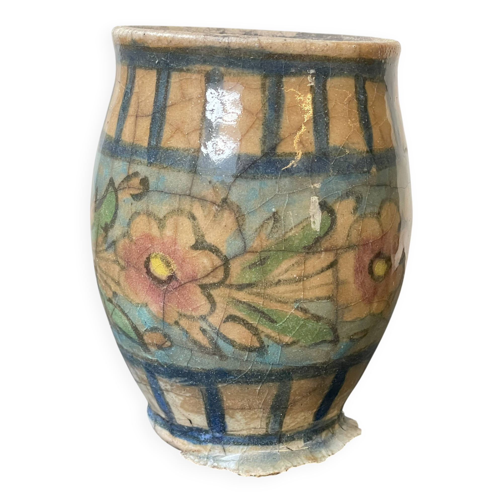 Big Round White Qajar Vase