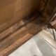 1-drawer solid oak desk with turned and carved legs, 89x62cm.