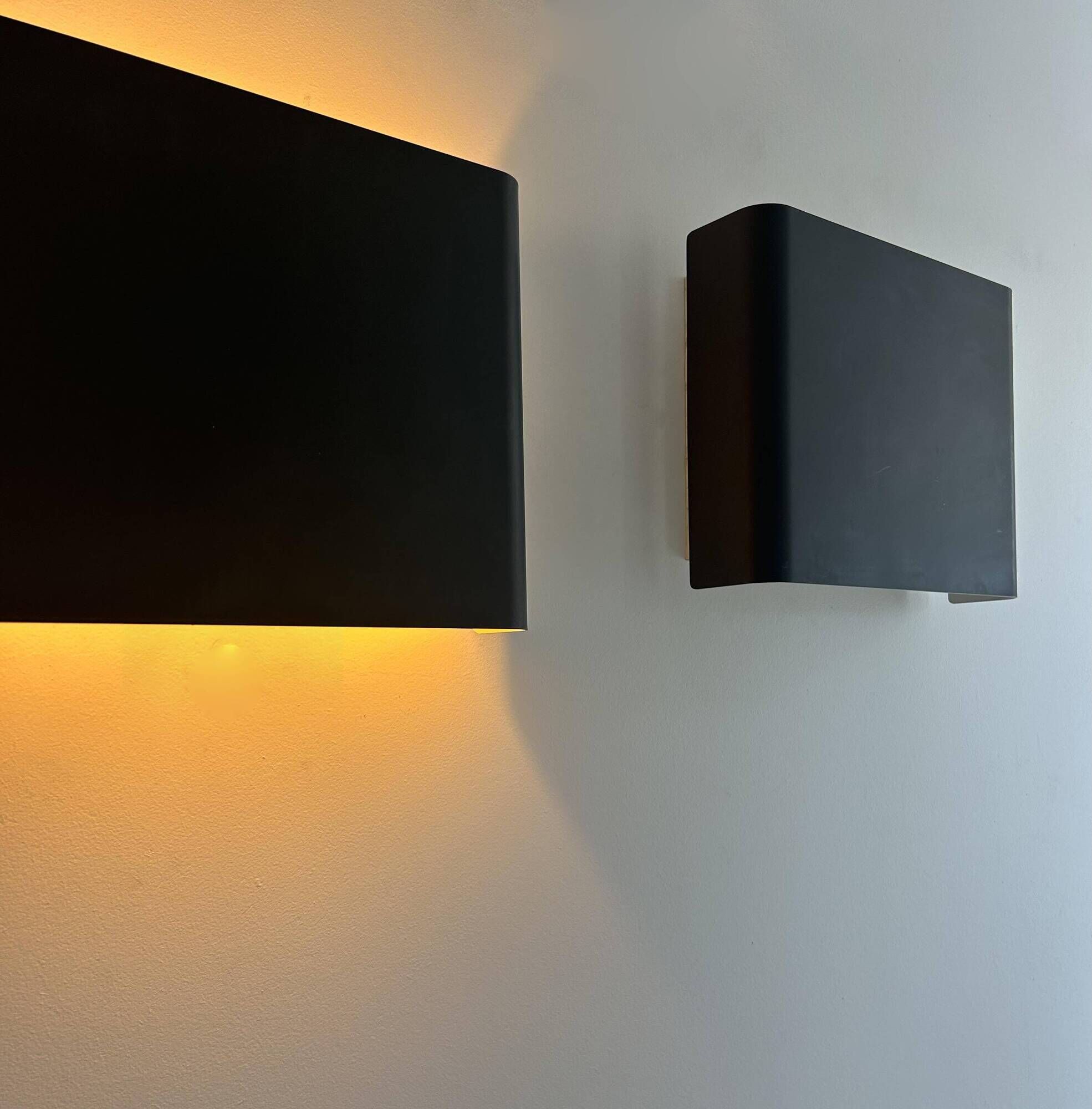Pair of vintage Doria Leuchten wall lights, matte black, Germany 1970s