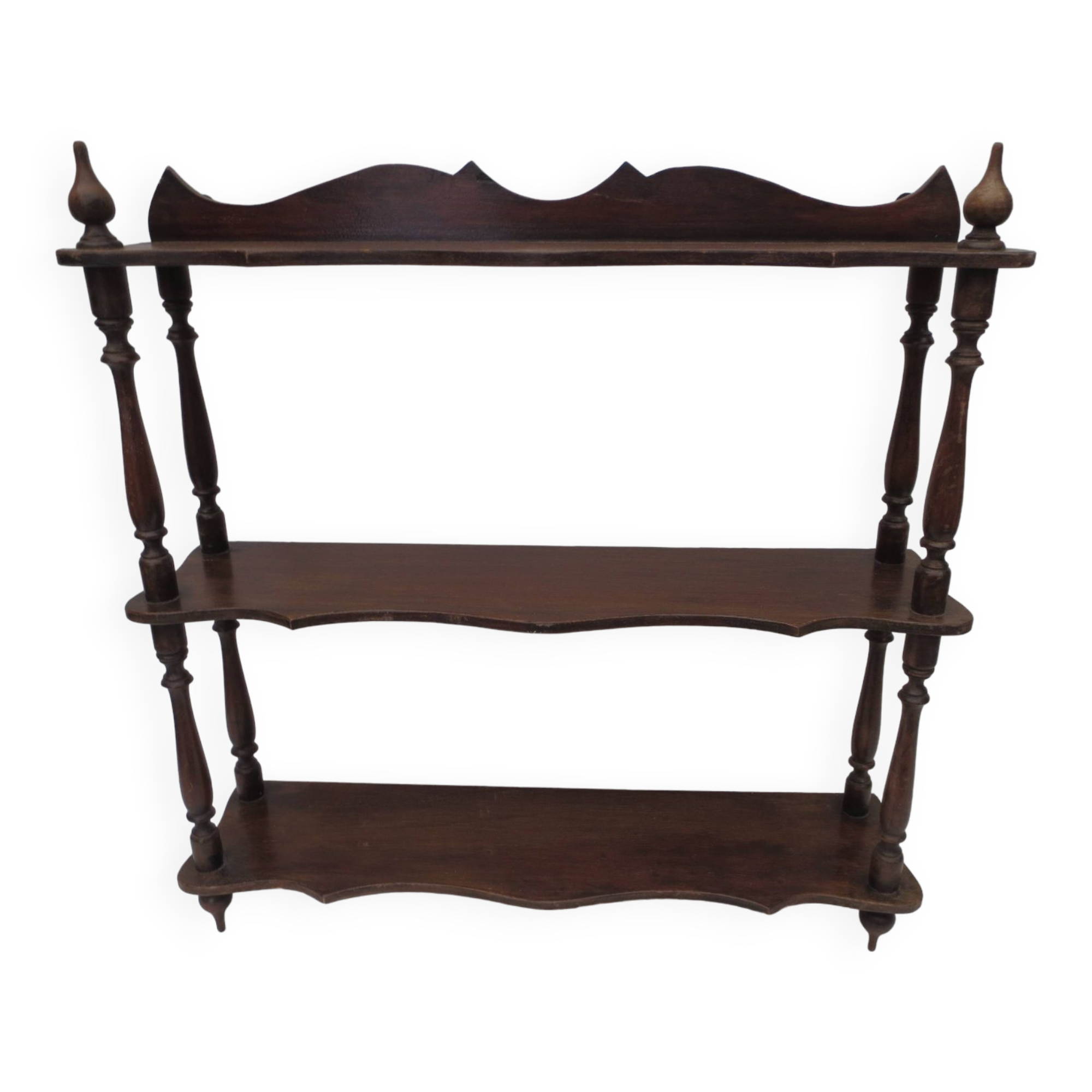 Old turned wood shelf, walnut color