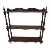 Etagère ancienne  en bois tourné, couleur noyer