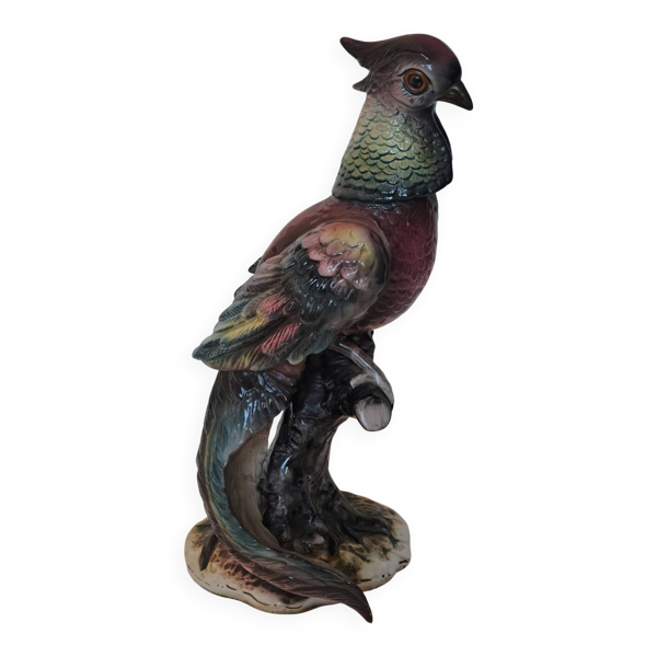 Sculpture grand coq faisan en faïence Capodimonte — Beyit
