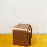 Trio de tables gigognes Habitat – design noyer courbé scandinave
