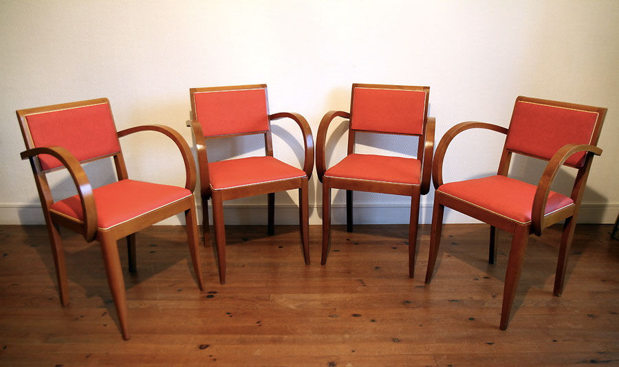 Suite of four vintage rockabilly bridge armchairs