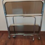 Vintage iron and smoked glass serving trolley
