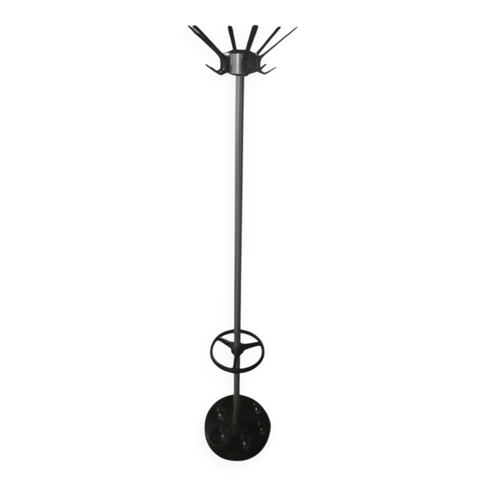 Industrial design coat rack in brushed aluminium - Circa 1990