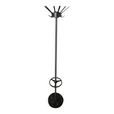 Porte-manteau design industriel en aluminium brossé - Circa 1990