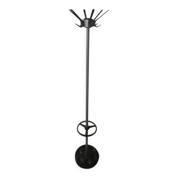 Porte-manteau design industriel en aluminium brossé - Circa 1990