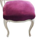 Castle chair and footrest in wood and burgundy velvet