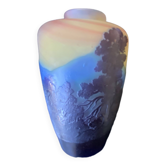 Gallé Blue Line Vase from the Vosges