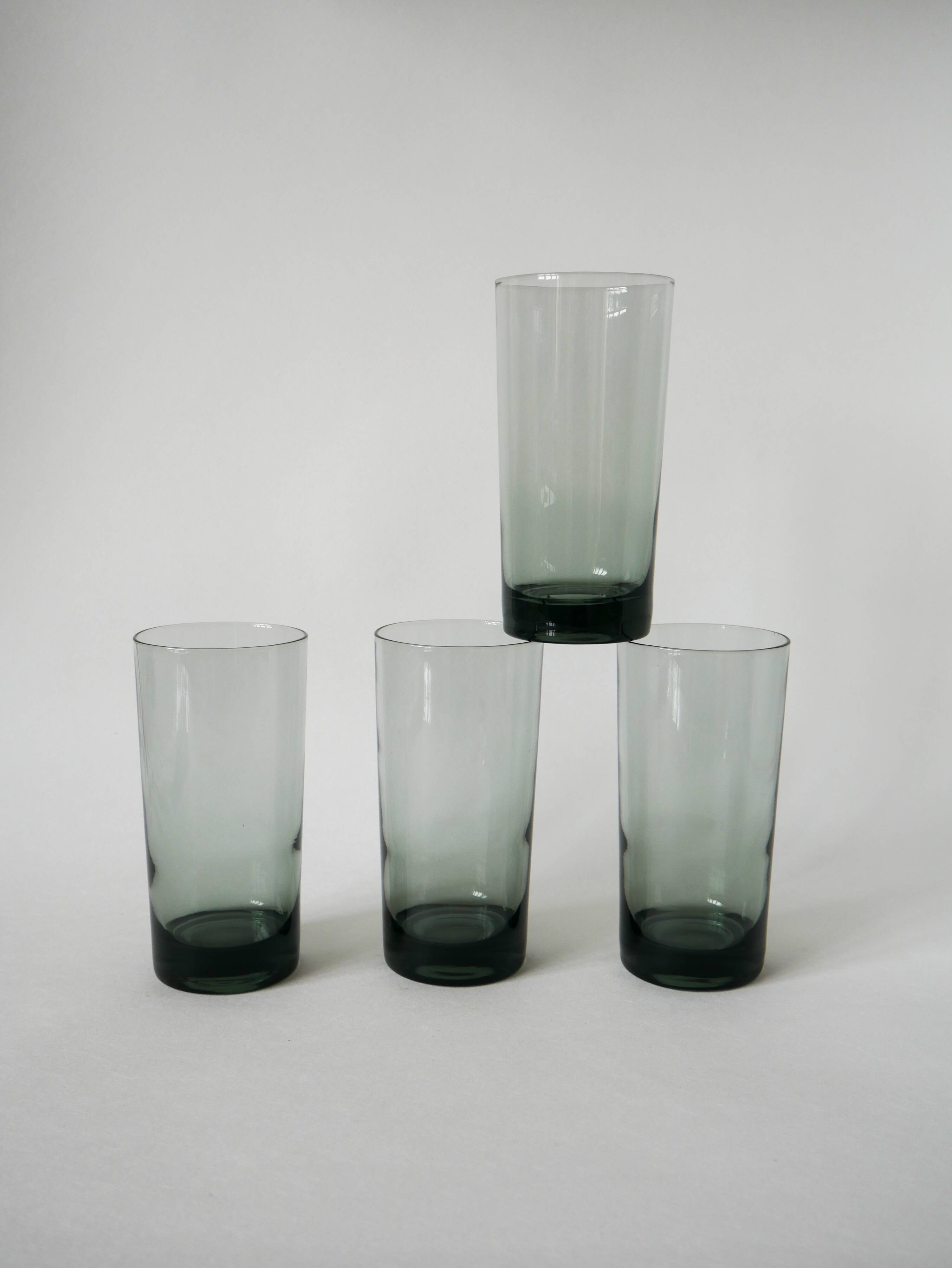 set of 4 Long Drink glasses in smoked glass Design 1970