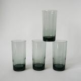 set of 4 Long Drink glasses in smoked glass Design 1970
