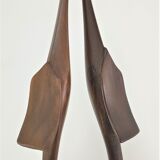 Pair of birds sculptural solid wood design 60s-70s