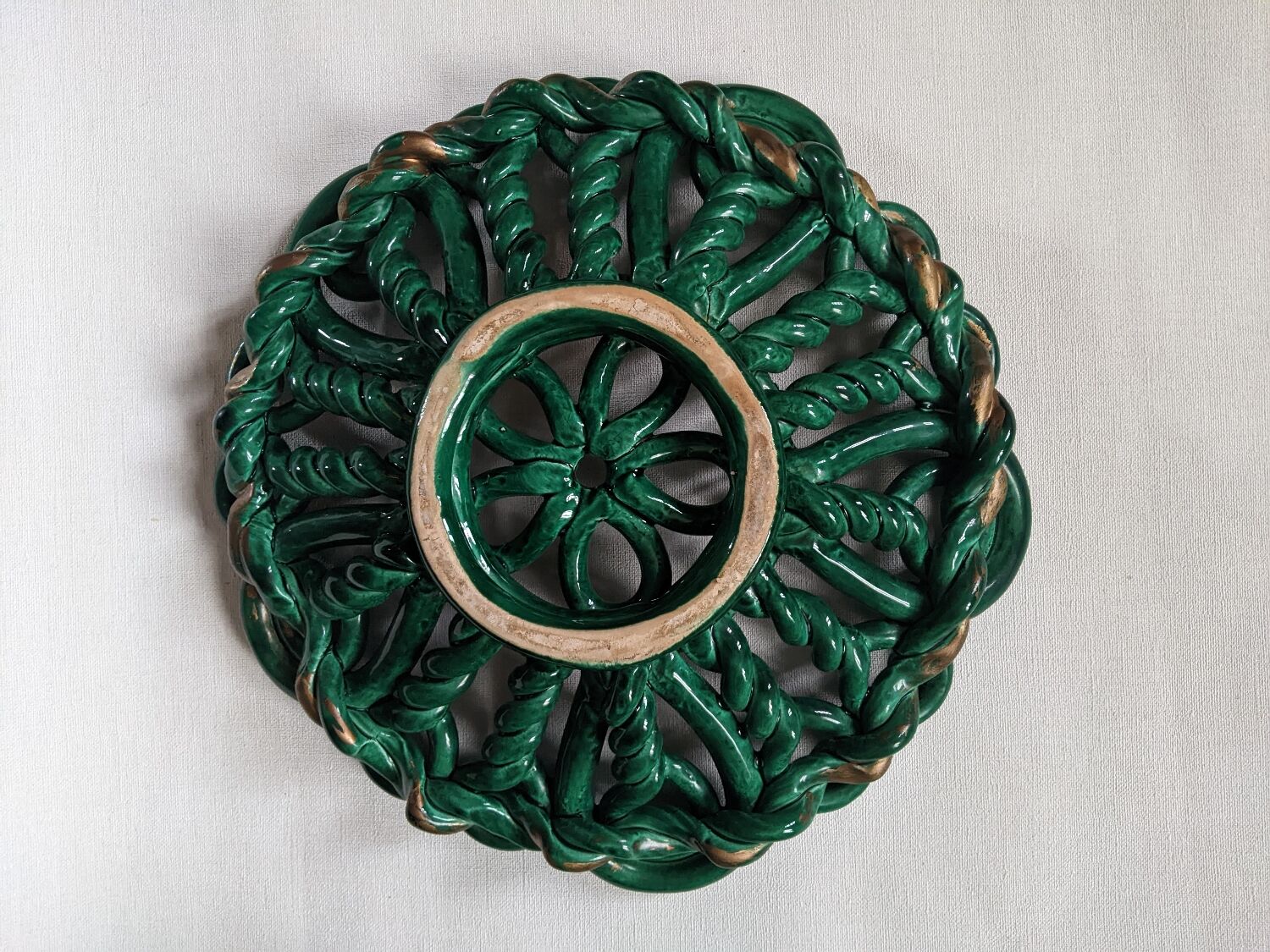 Vintage twisted artisan ceramic fruit bowl