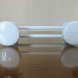 Wall coat rack in white lacquered metal 2 hooks 70s