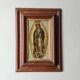 Religious painting the virgin painting on metal handcrafted wooden frame