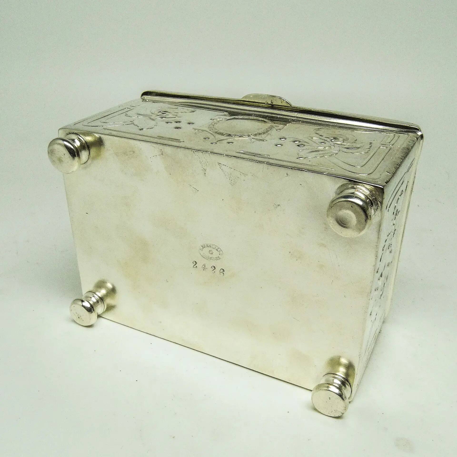 Sugar bowl, Art Nouveau, silver-plated brass, Poland, early 20th century
