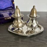 Vintage Salt and Pepper Shaker Set on Tray