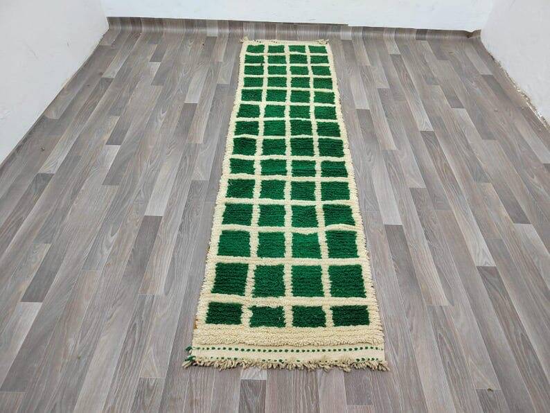 Handmade wool hallway rug size 75 x 300 cm