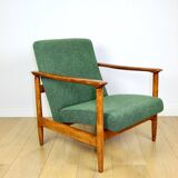 GFM-142 armchair, design by Edmund Homa from the 70s, green boucle - 2 pieces available