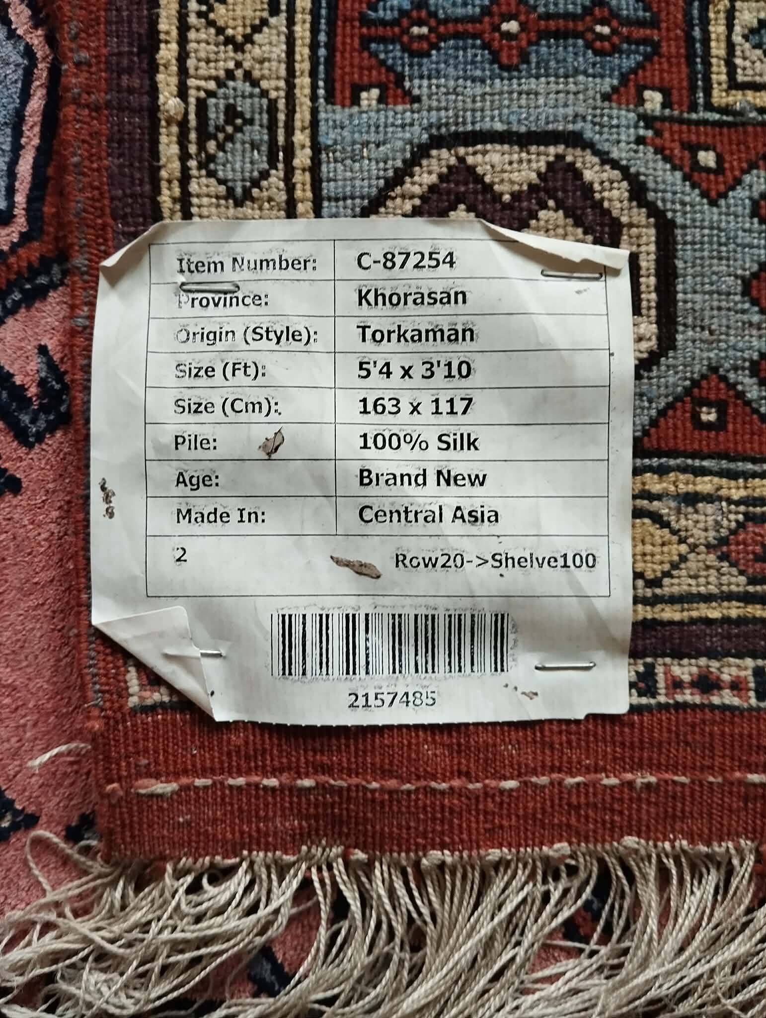 Handmade Turkmen silk carpet 163x117cm