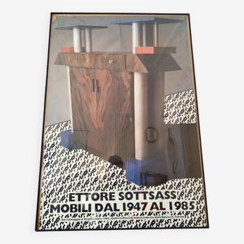 Rare affiche de Ettore Sottsass Turin années 80 postmoderne