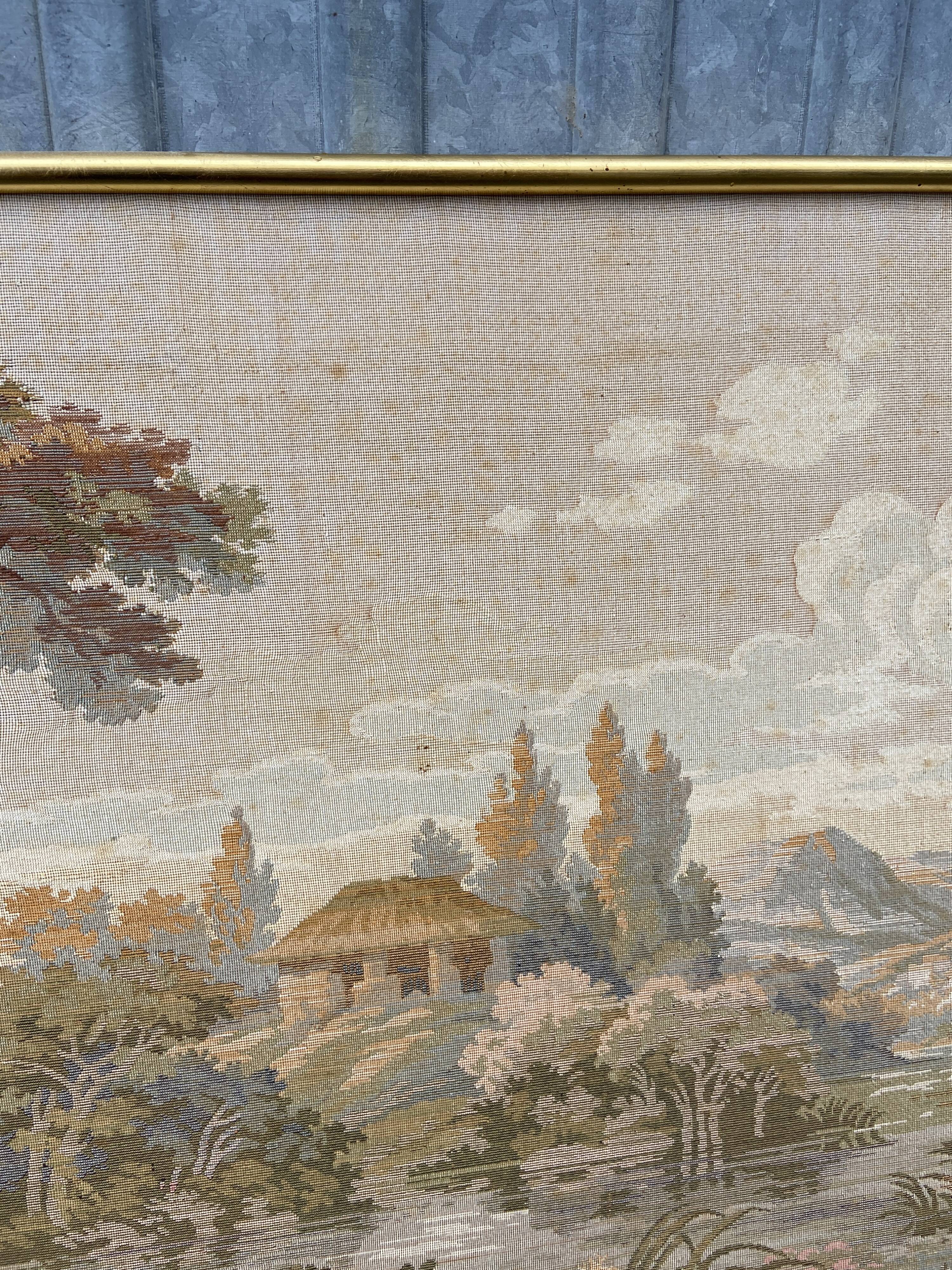 Gobelin French framed wall hanging tapestry AUBUSSON 1950