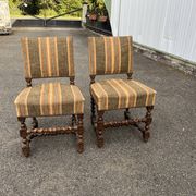 Pair of antique Louis XIII style chairs with twisted legs