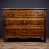 Louis XV transitional commode in precious wood marquetry.