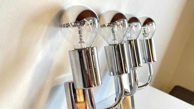 Pair of geometric wall lamps years 70 space age