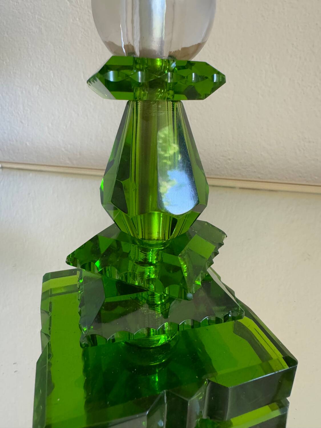 Lampe cristal émeraude Art Déco