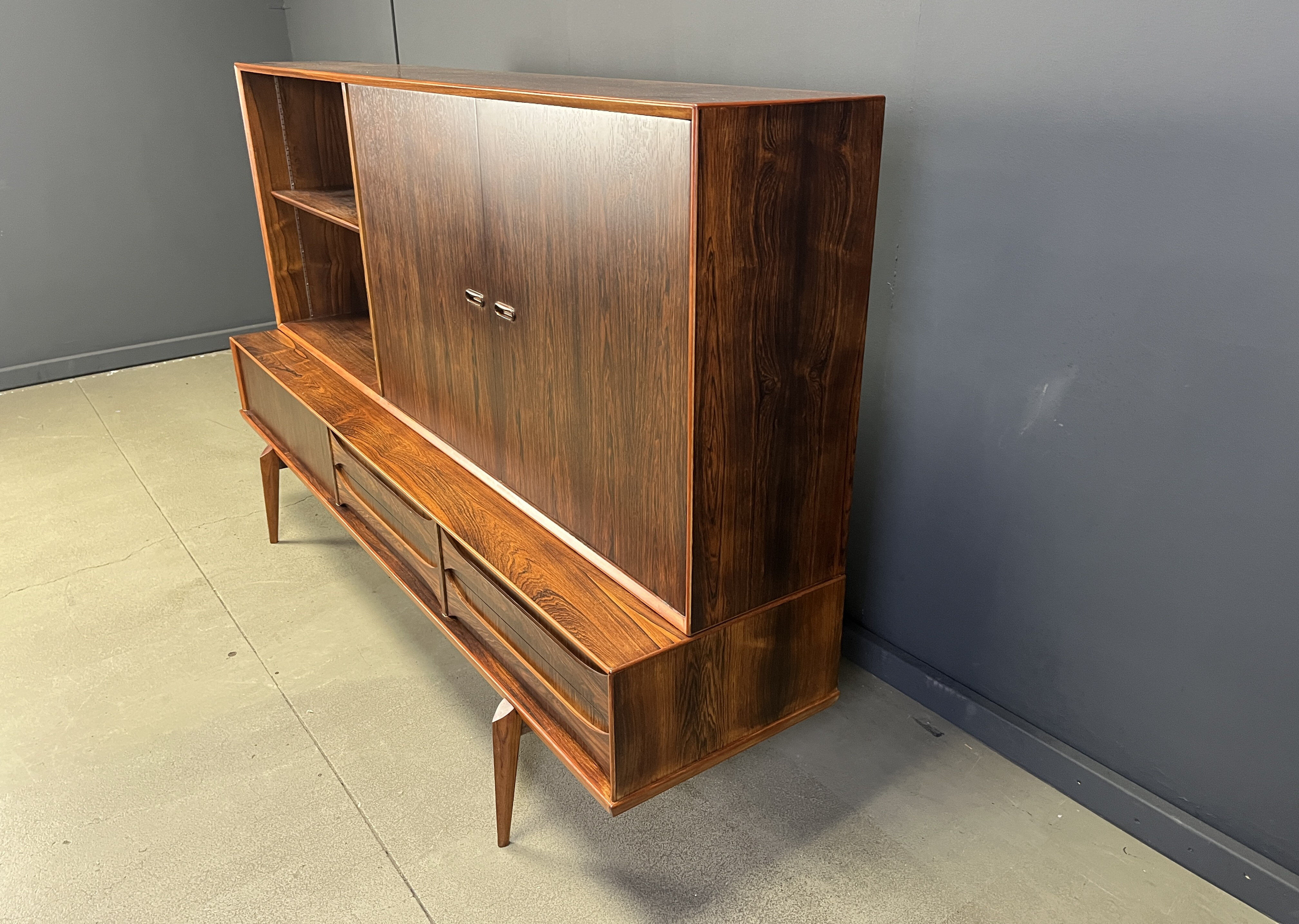 Oswald Vermaercke Paola rosewood highboard for V-Form Belgium 1959