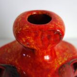 Bay Keramik orange-red and black candle holder from the 70s